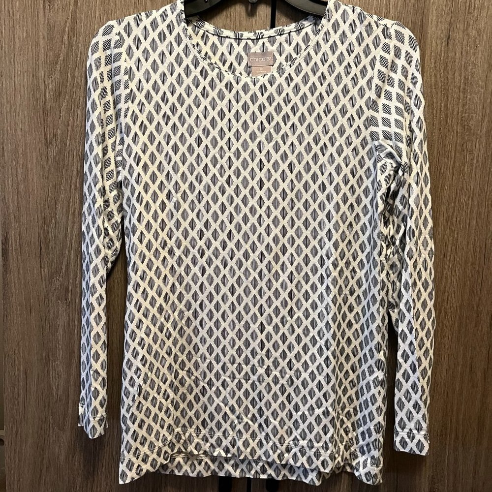CHICOS, black and white tunic, size 0/Small